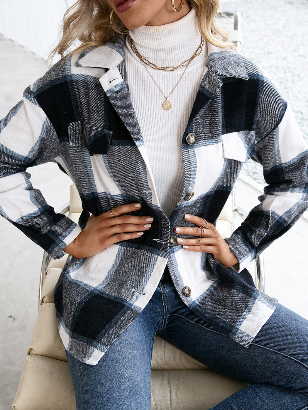 Ivy Lane Plaid Button Up Shacket – Cozy Long Sleeve Fall Layering