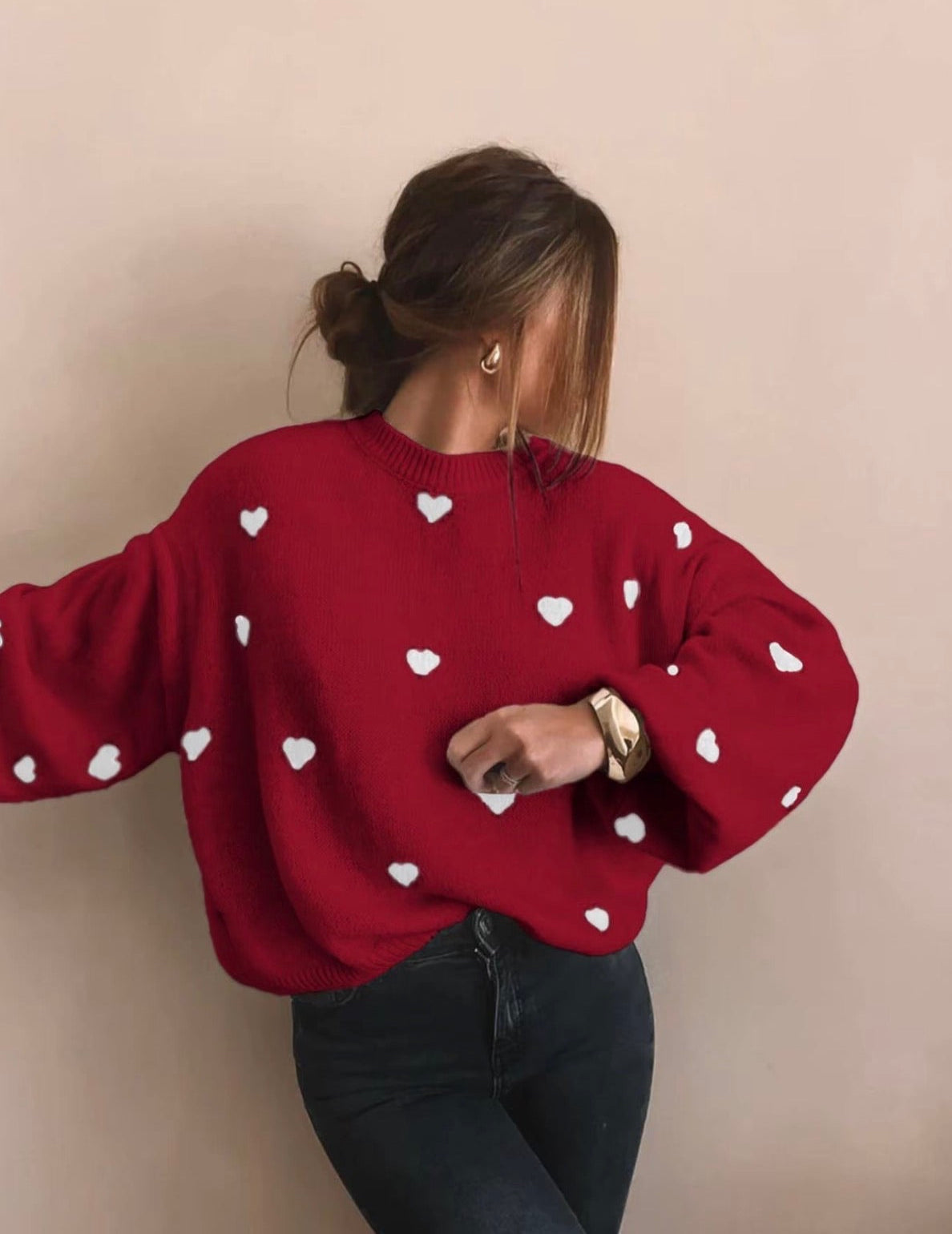 All Over Heart Print Sweater