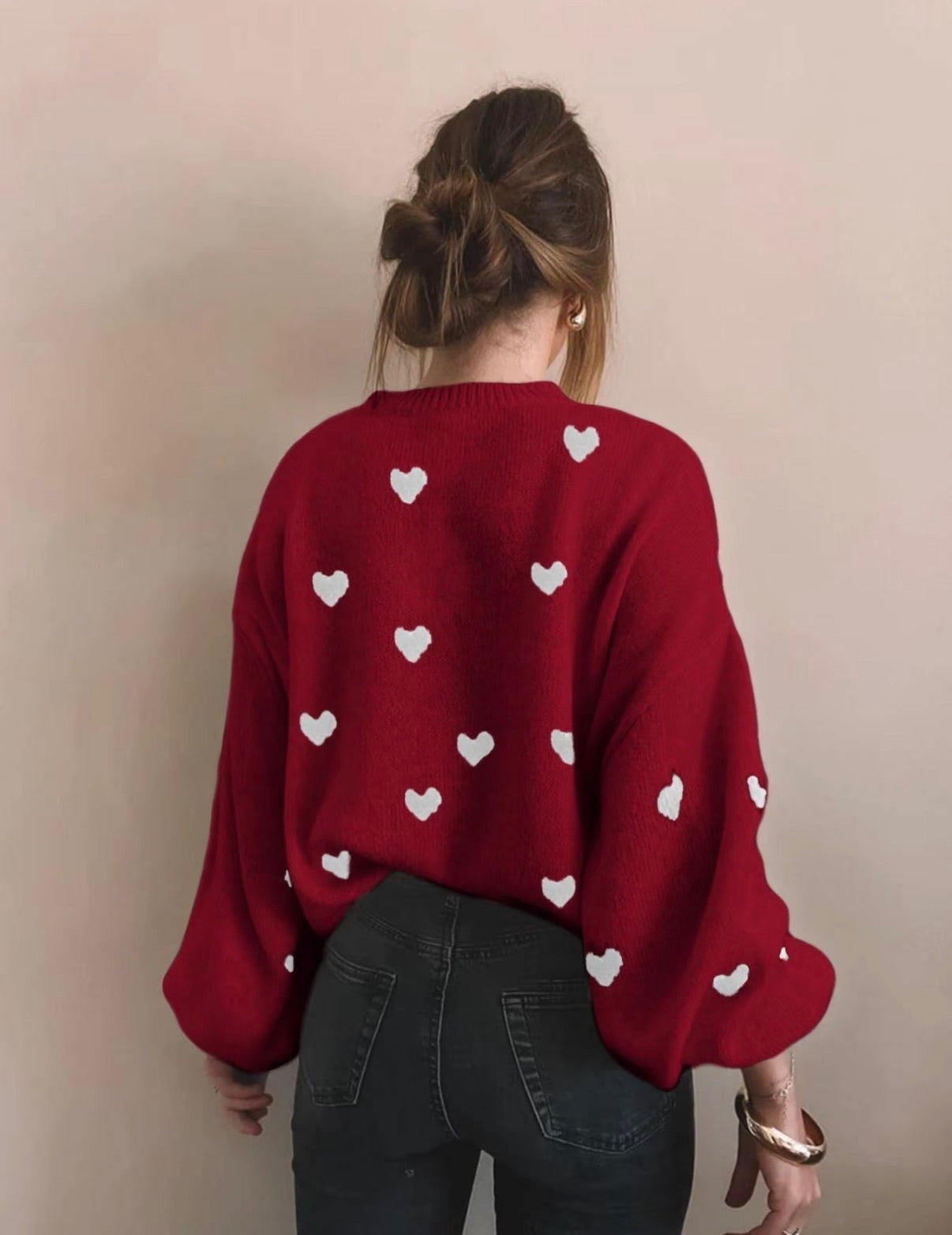 All Over Heart Print Sweater