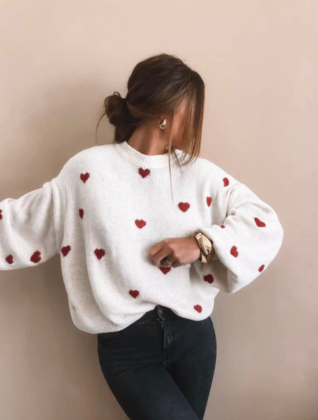 All Over Heart Print Sweater