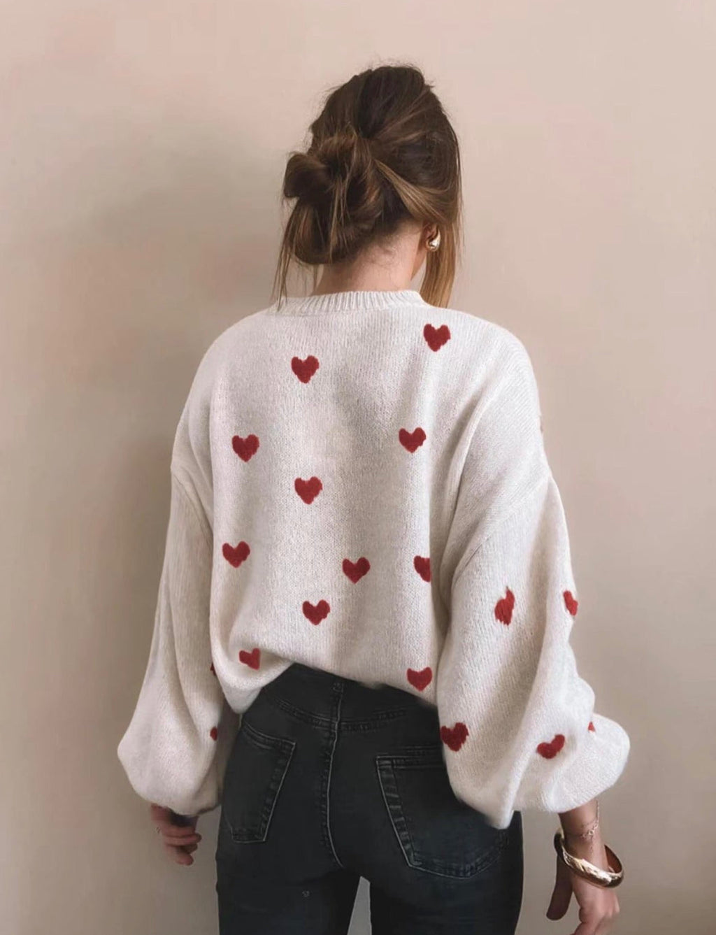 All Over Heart Print Sweater