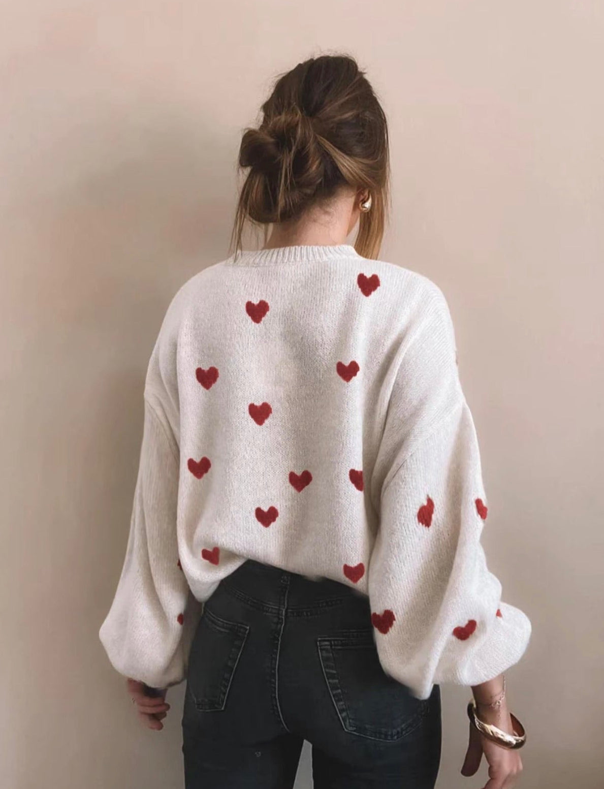 All Over Heart Print Sweater