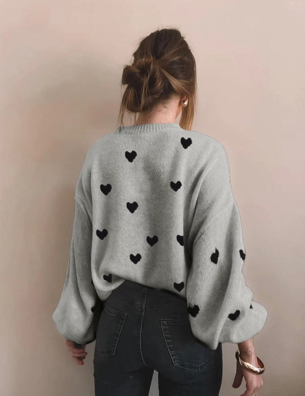 All Over Heart Print Sweater