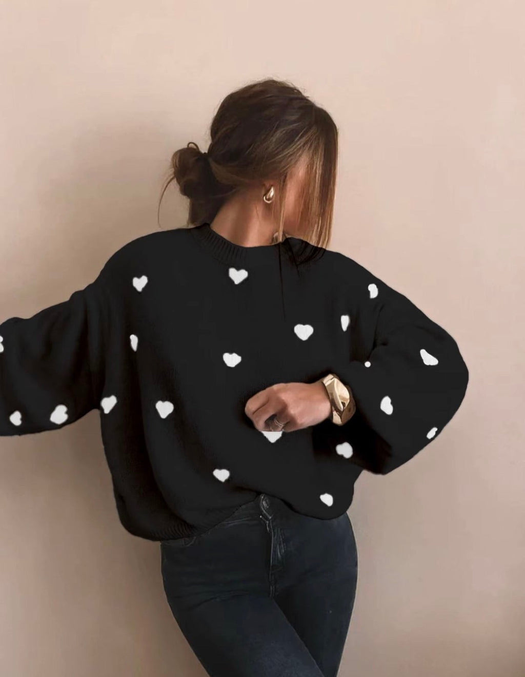 All Over Heart Print Sweater