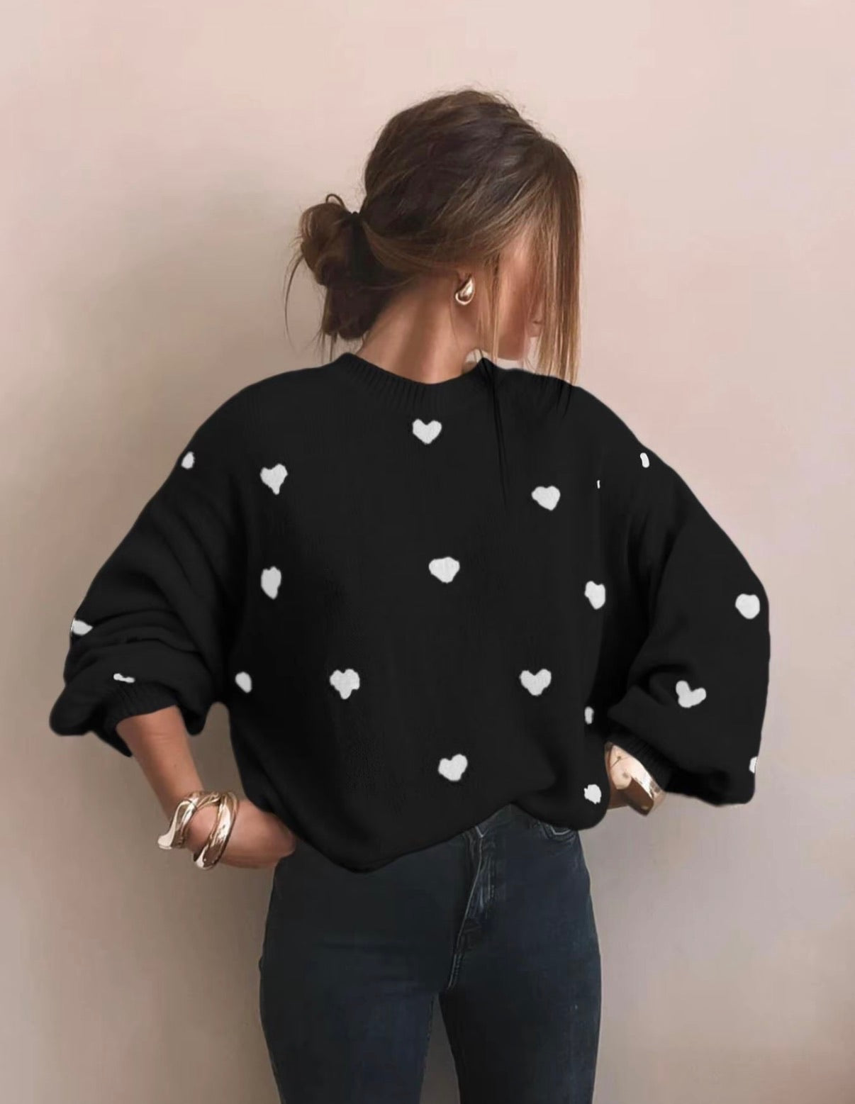 All Over Heart Print Sweater