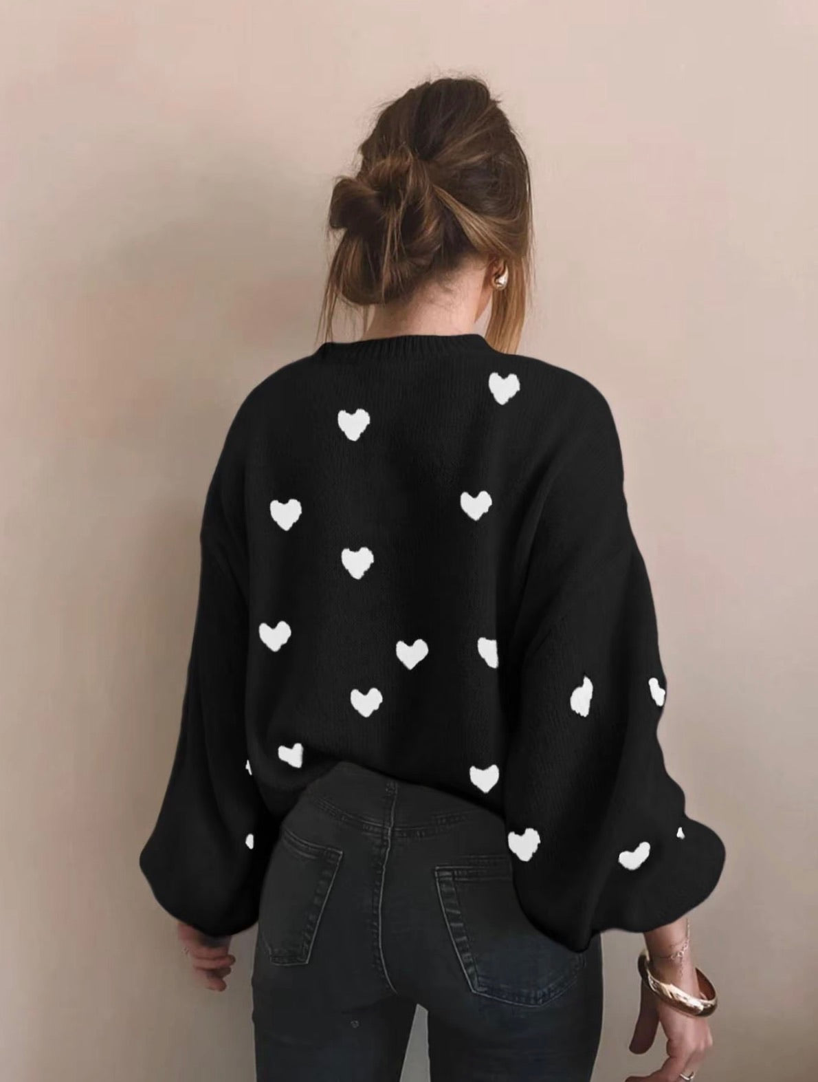 All Over Heart Print Sweater