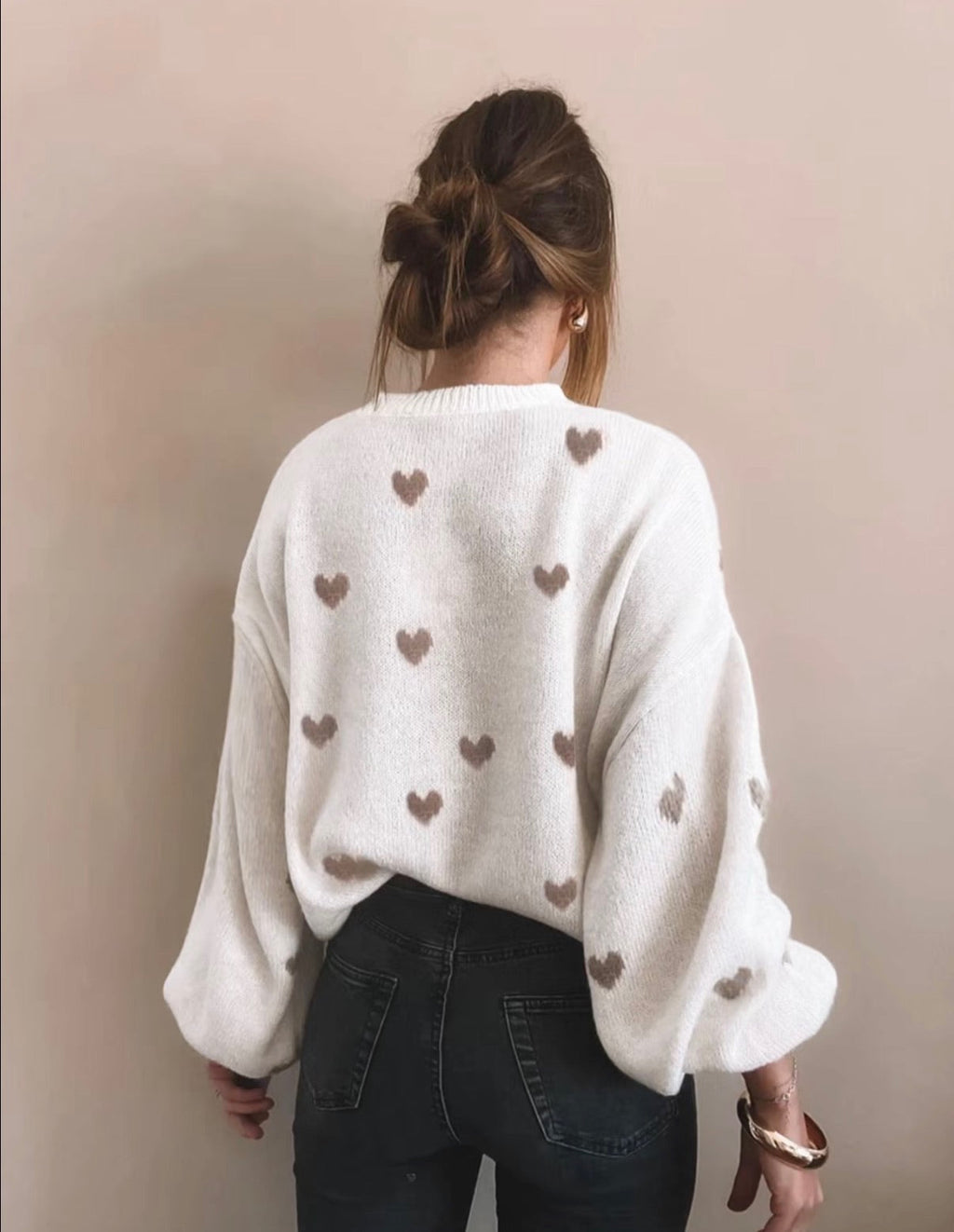All Over Heart Print Sweater