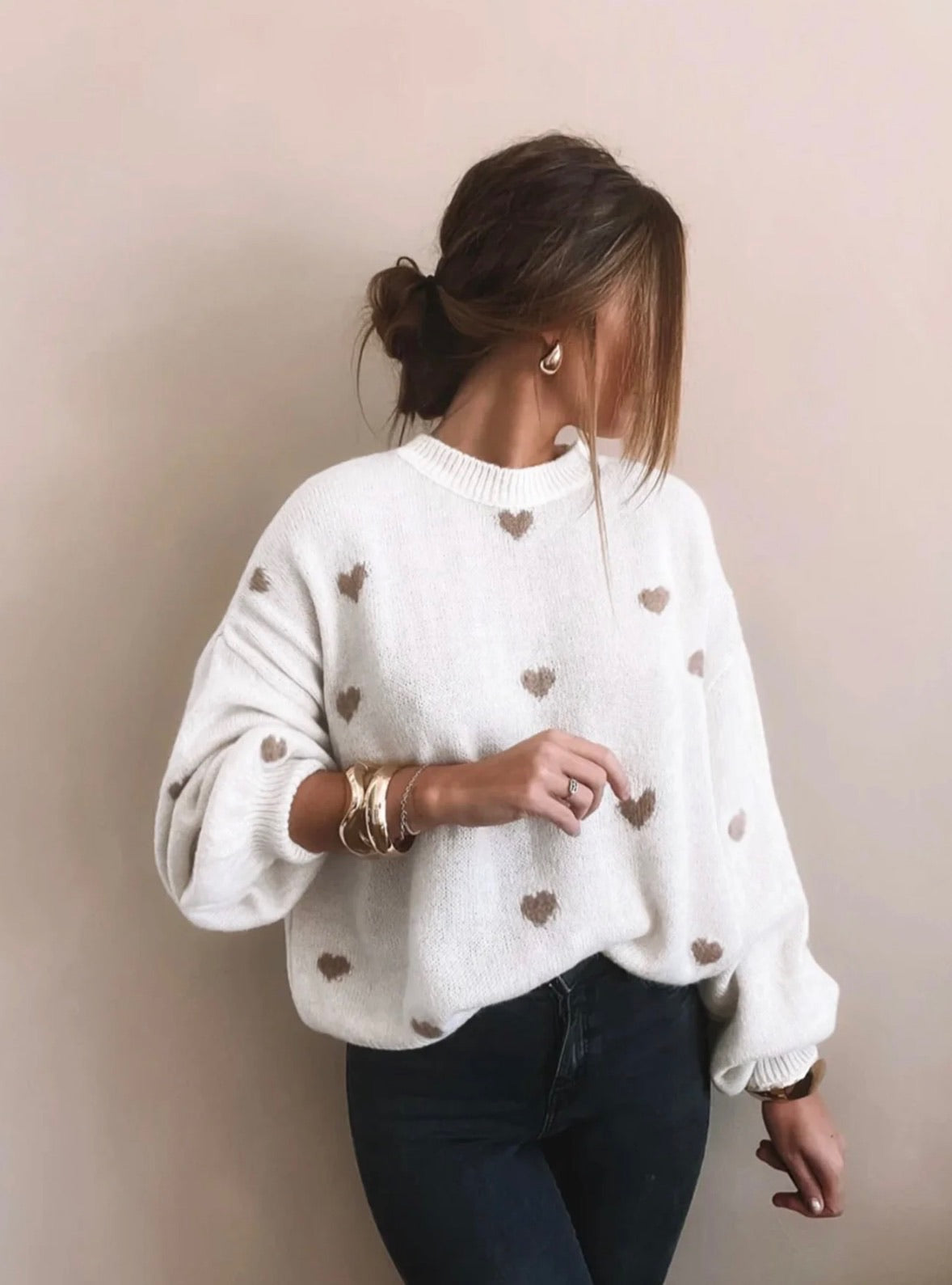 All Over Heart Print Sweater